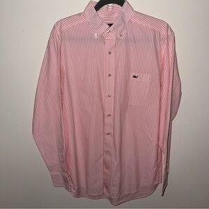 Vineyard Vines Pink and White Striped Classic Fit Tucker Shirt